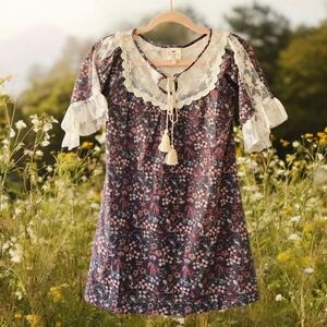 Hayden Girls Boho Western Floral Crochet Lace Tassels Peasant Dress NWT sz 11/12